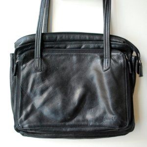 Vintage Tignanello Black Leather Carryall Bag
